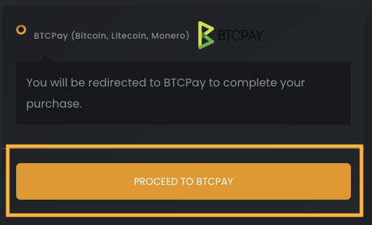 Proceed to BTCPay